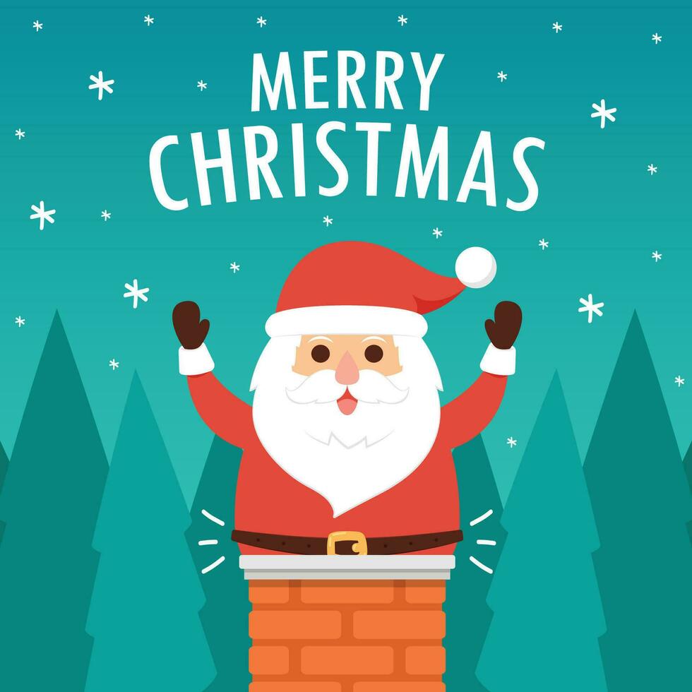 Cartoon Christmas illustrations isolated on pastel. Funny happy Santa Claus character with gift, bag with presents, waving and greeting. For Christmas cards, banners. vector