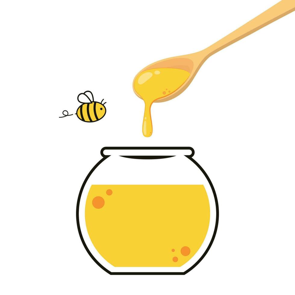 miel tarro y abeja vector. miel logo diseño. panal modelo fondo de pantalla. vector