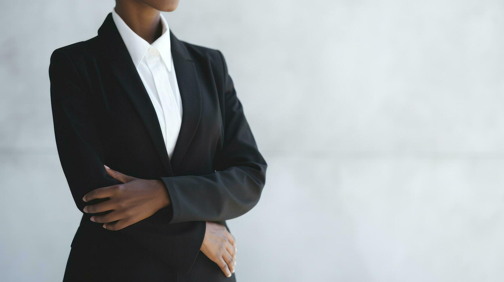 AI generated Confident businesswoman standing with arms crossed. Generative AI photo