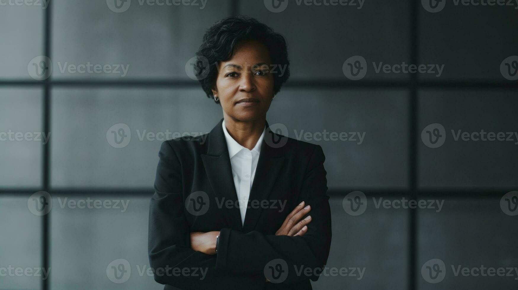 AI generated Confident businesswoman standing with arms crossed. Generative AI photo