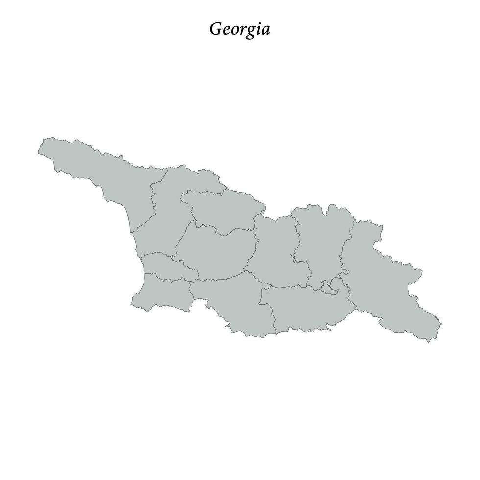 Simple flat Map of Georgia with borders vector