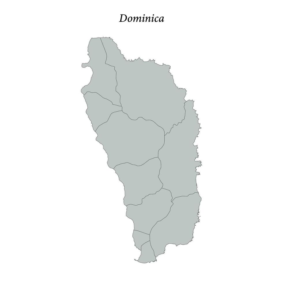 Simple flat Map of Dominica with borders vector