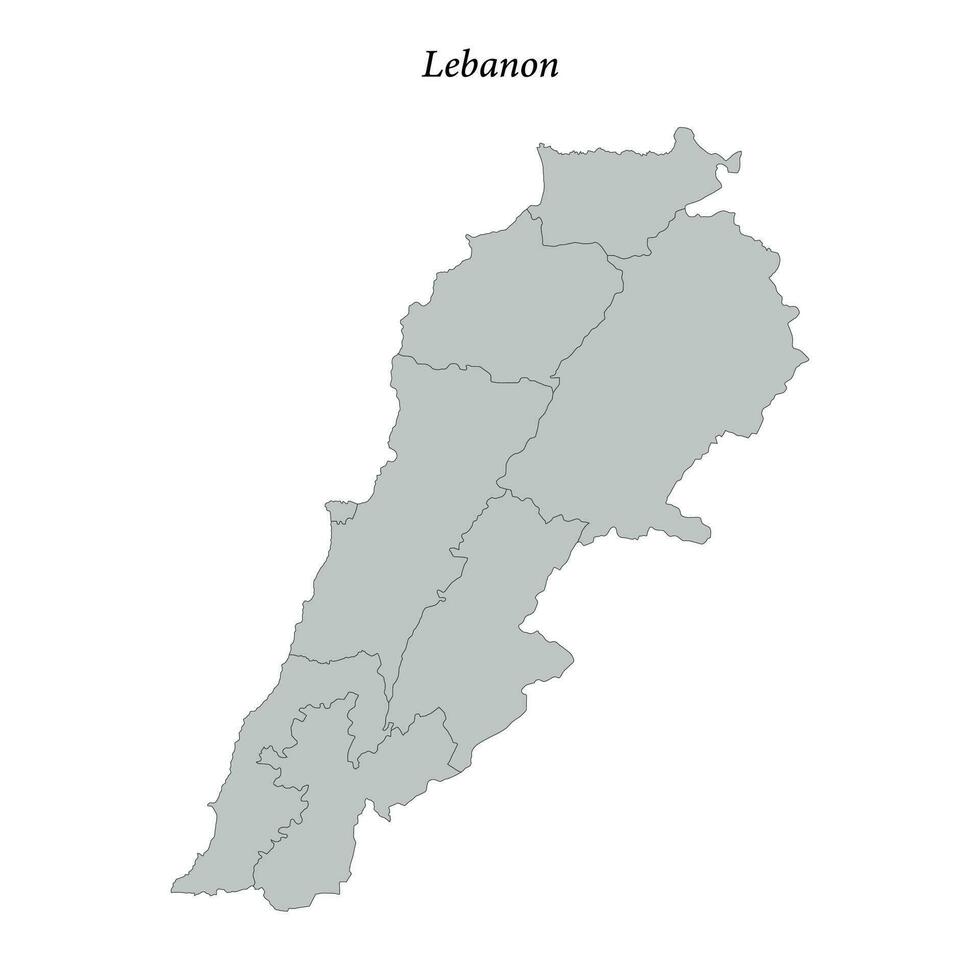 Simple flat Map of Lebanon with borders vector