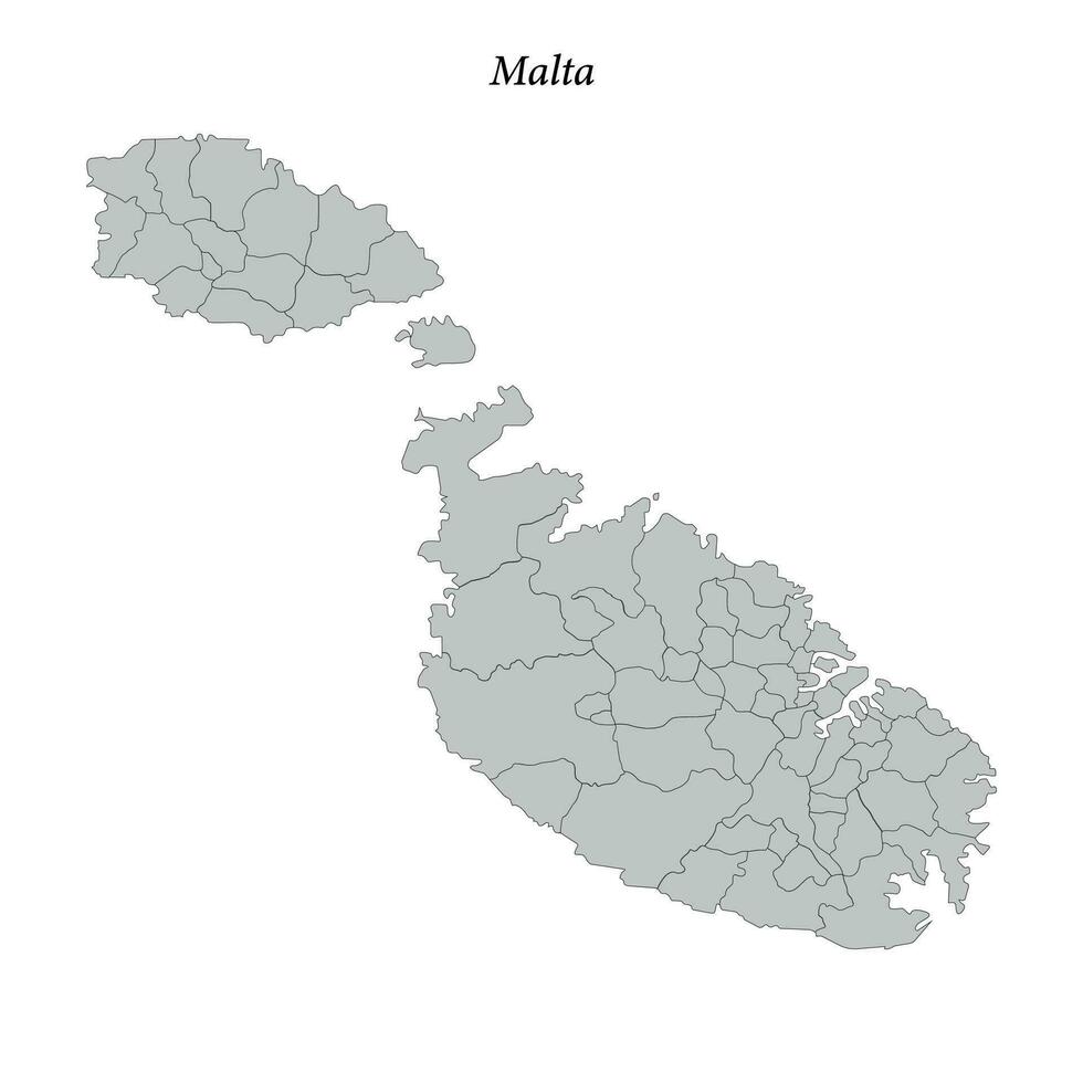 sencillo plano mapa de Malta con fronteras vector