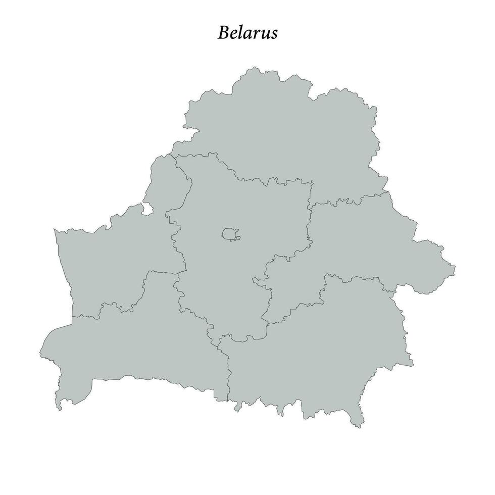 Simple flat Map of Belarus with borders vector