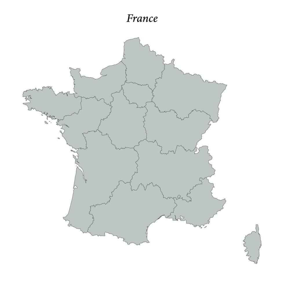 Simple flat Map of France with borders vector