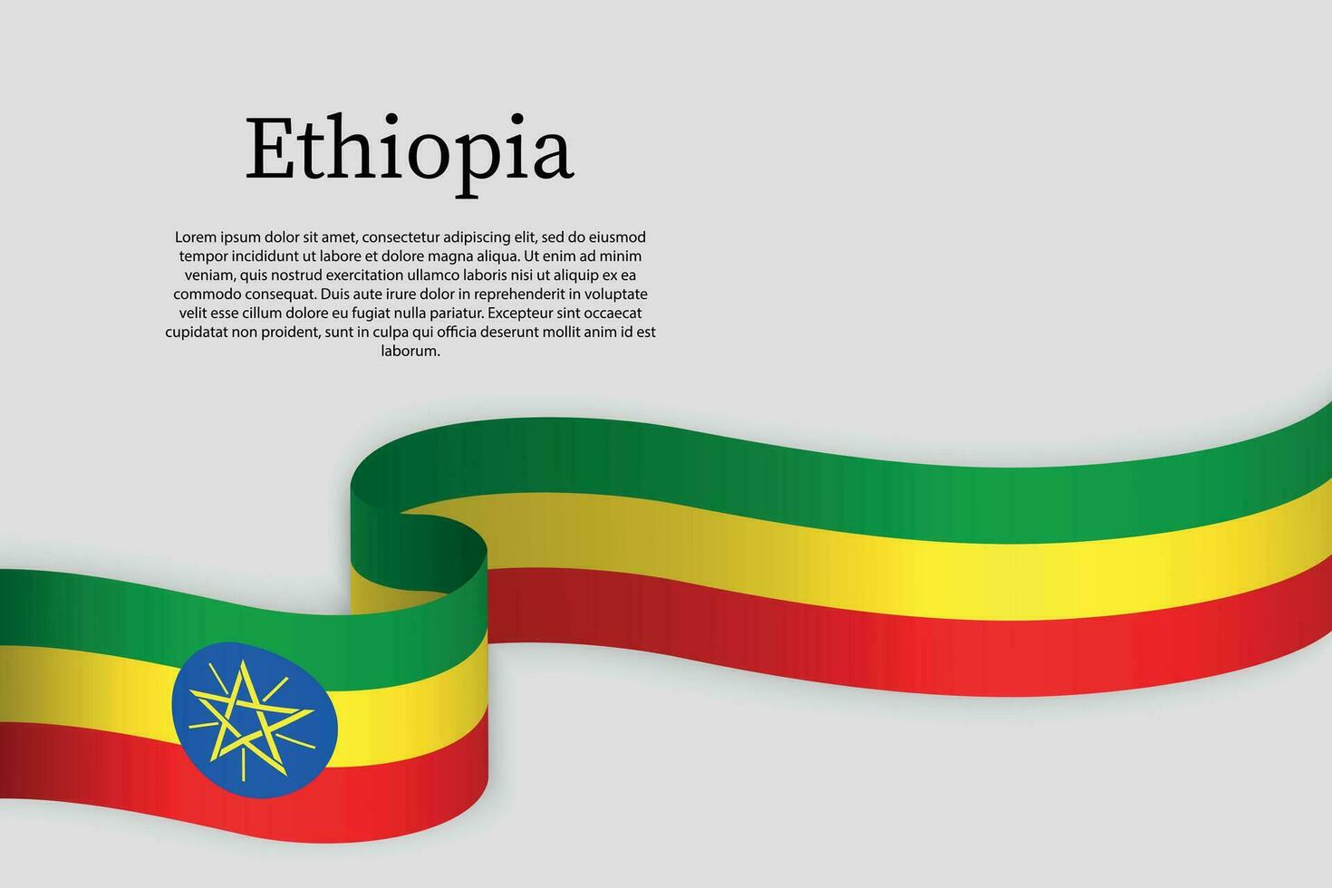 Ribbon flag of Ethiopia. Celebration background vector