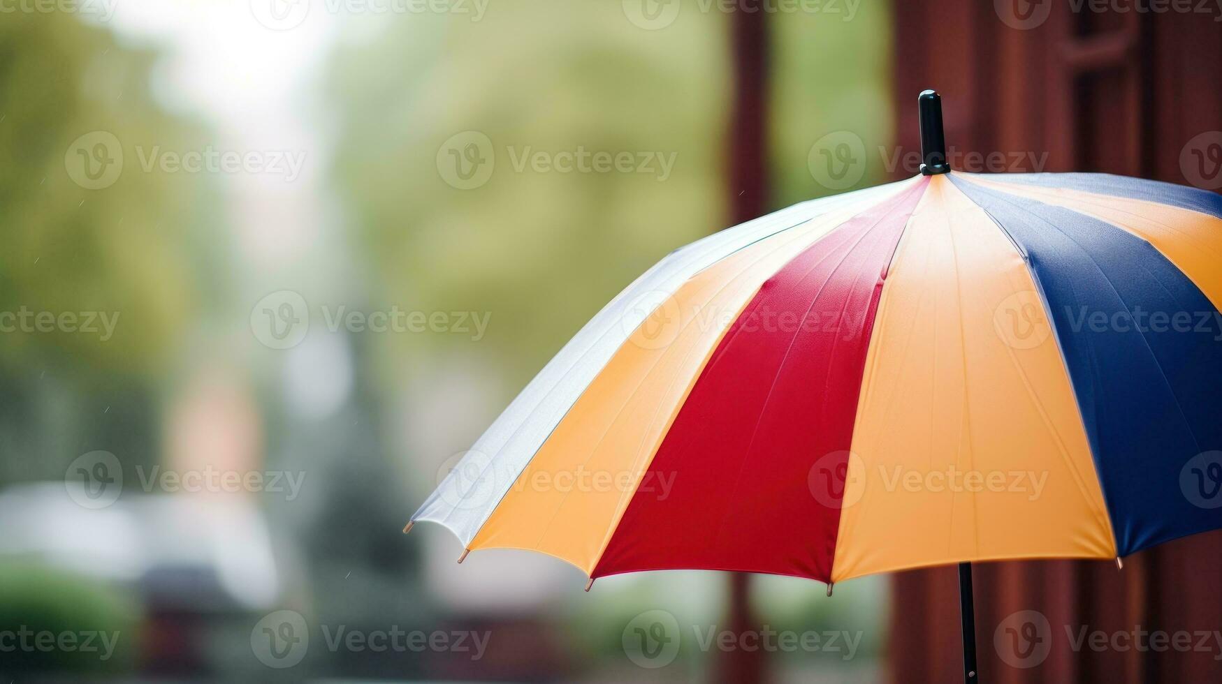 AI generated A vibrant umbrella in the rain, adding a splash of color to the gloomy weather. Generative AI photo