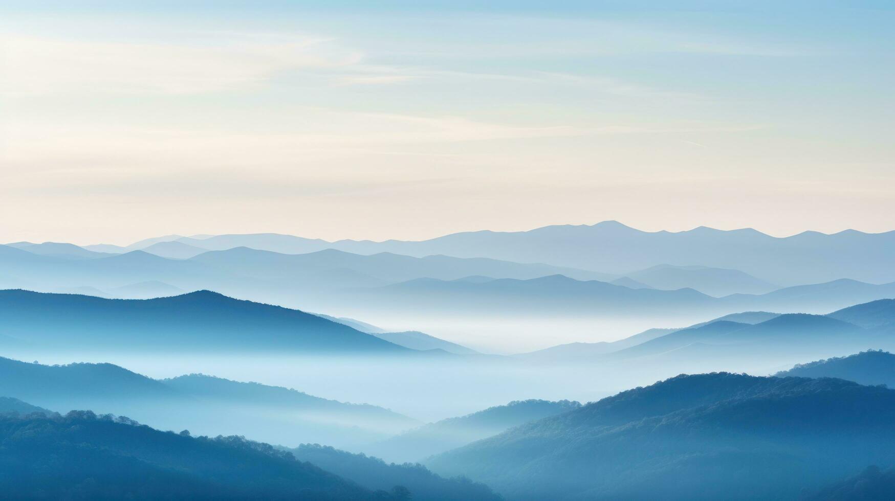 AI generated A serene morning view of mountains with a clear blue sky. Generative AI photo