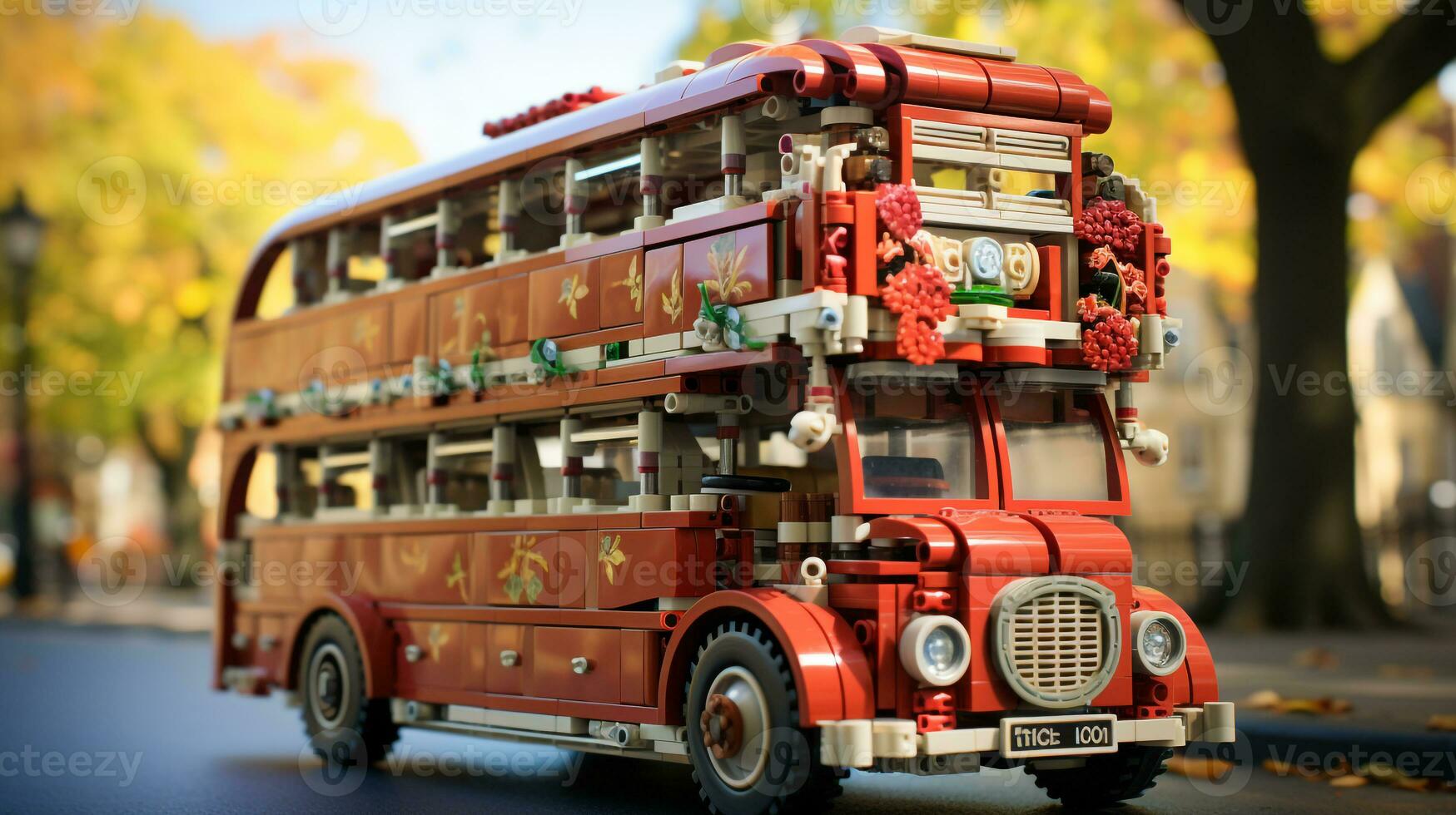 AI generated 3d realistic double-decker bus photo