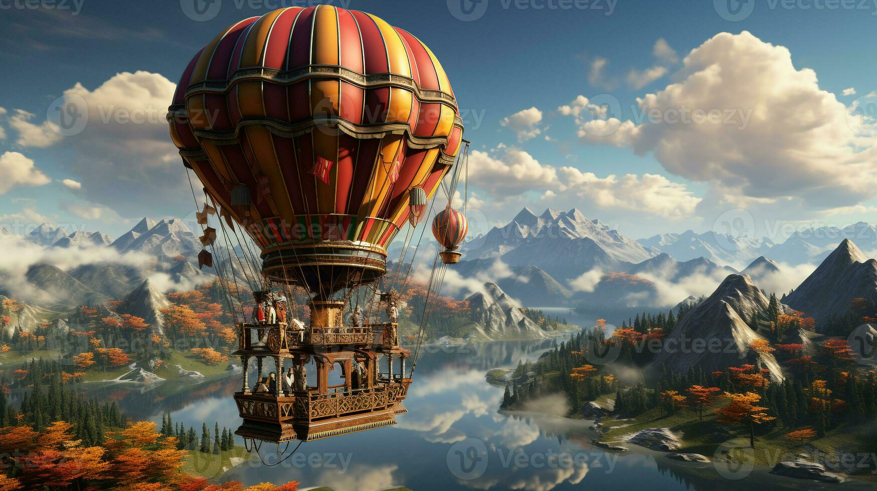 AI generated 3d realistic hot air balloon transportation photo