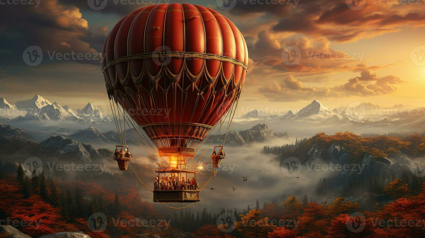 AI generated 3d realistic hot air balloon transportation photo