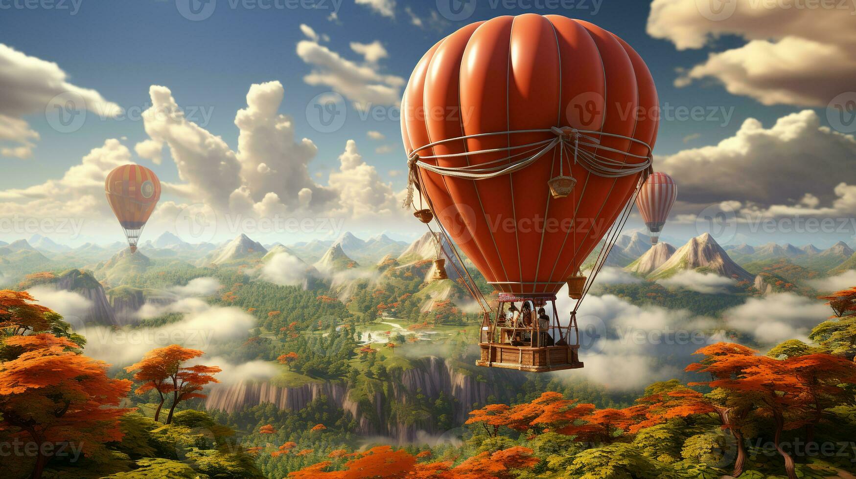 AI generated 3d realistic hot air balloon transportation photo