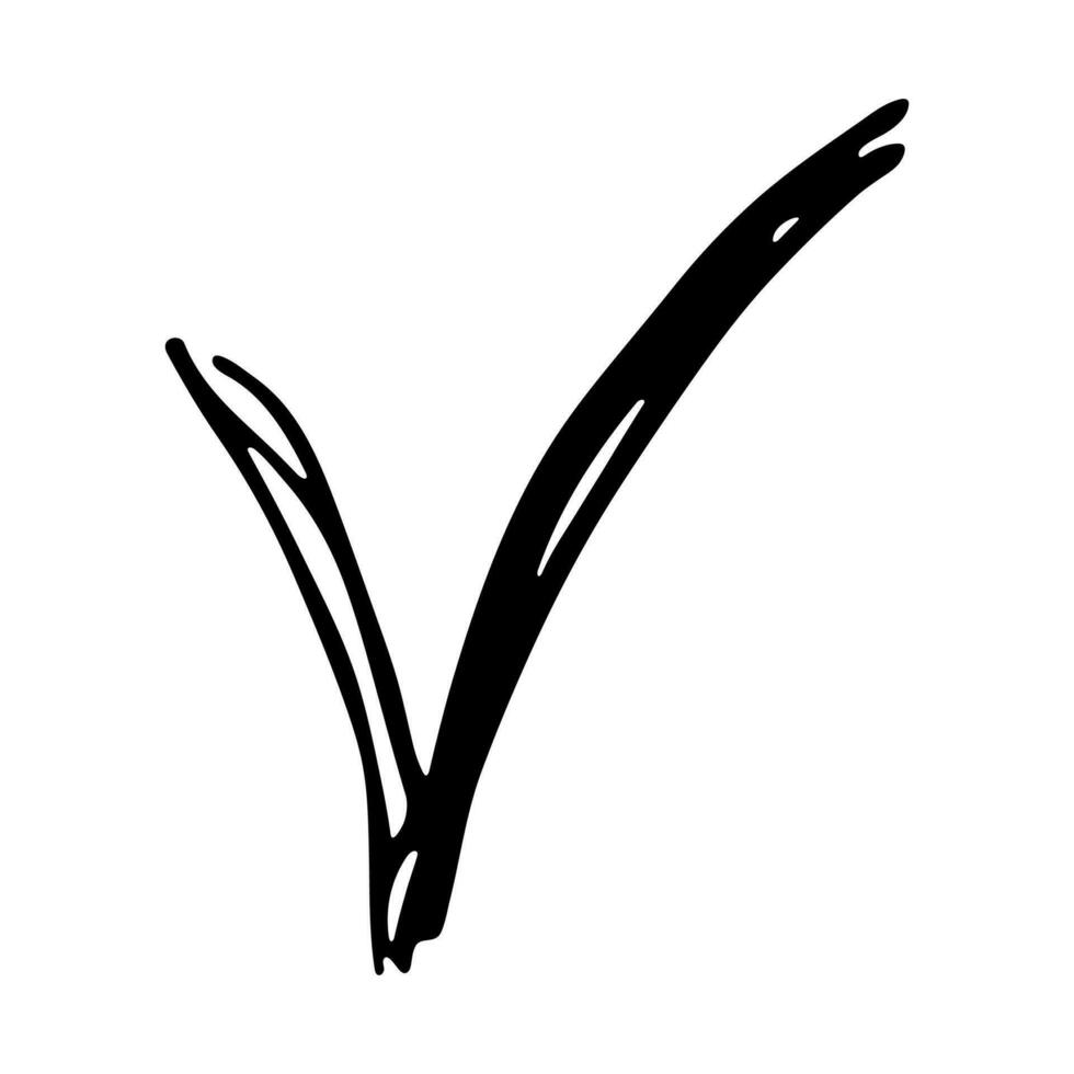 Hand drawn check mark illustration. Marker right sign clipart. Ink scribble checkbox. Single element vector