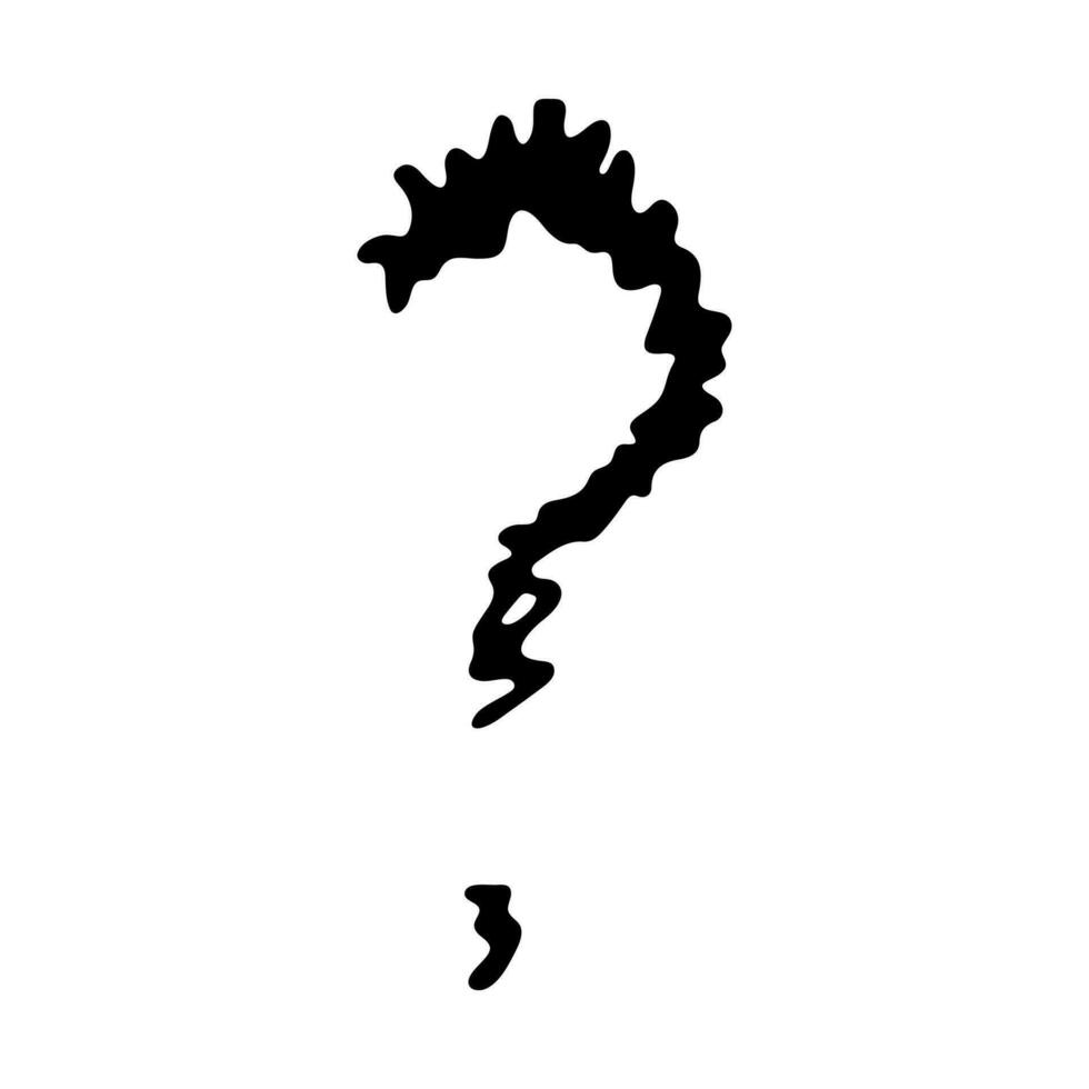 Hand drawn ink question mark illustration in sketch style. Single element for design vector