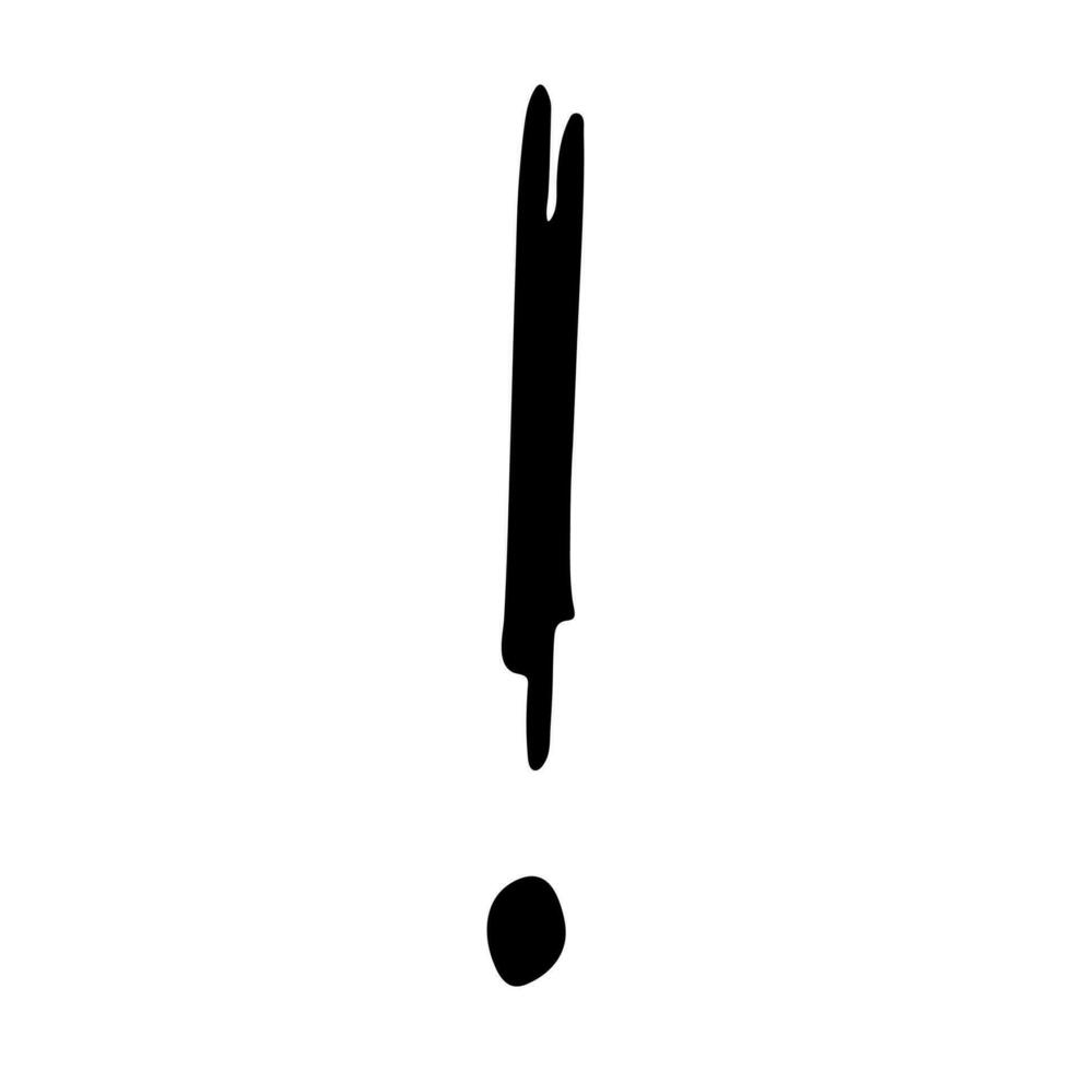 Hand drawn ink exclamation mark illustration in sketch style. Single element for design vector