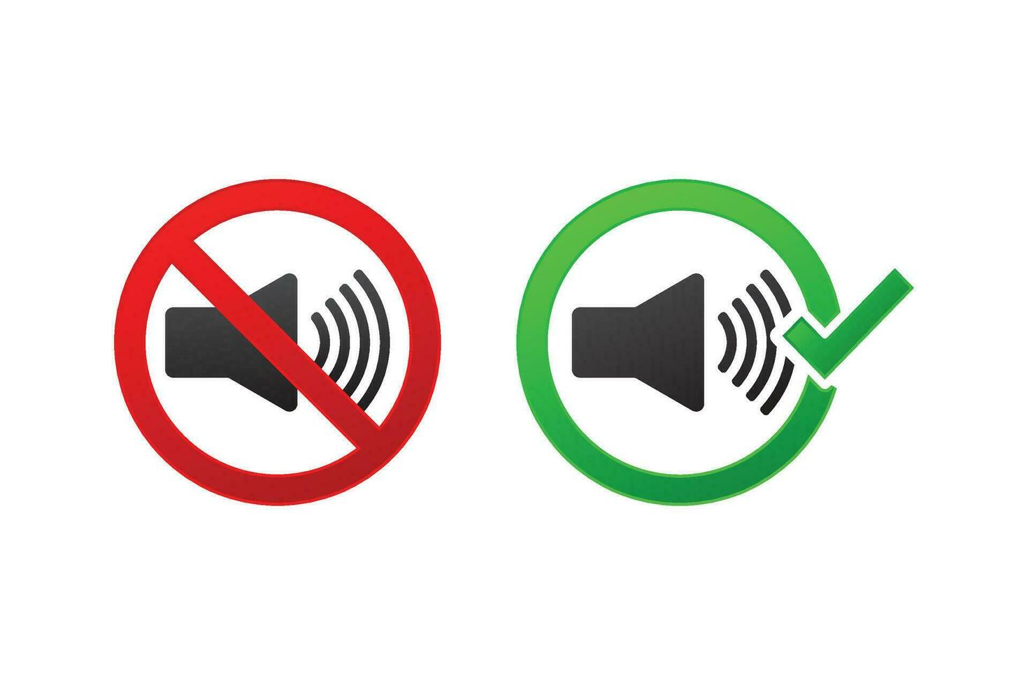 vector sound on and off green and red buttons silhouette icon