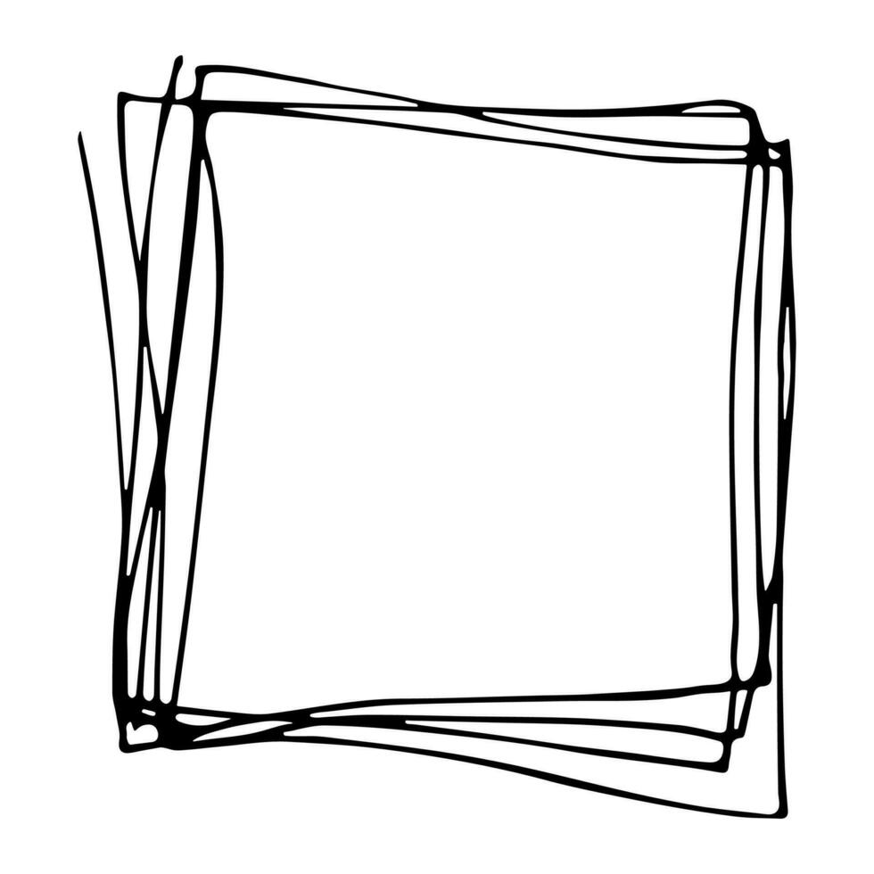 Hand drawn highlight illustration. Marker frame clipart. Ink scribble square. Single element vector