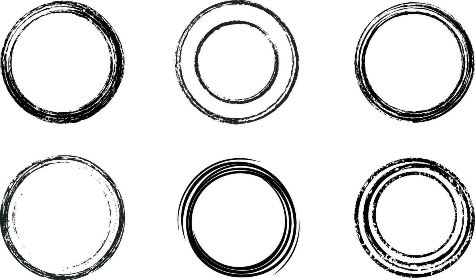 set of six different black and white oval shapes vector