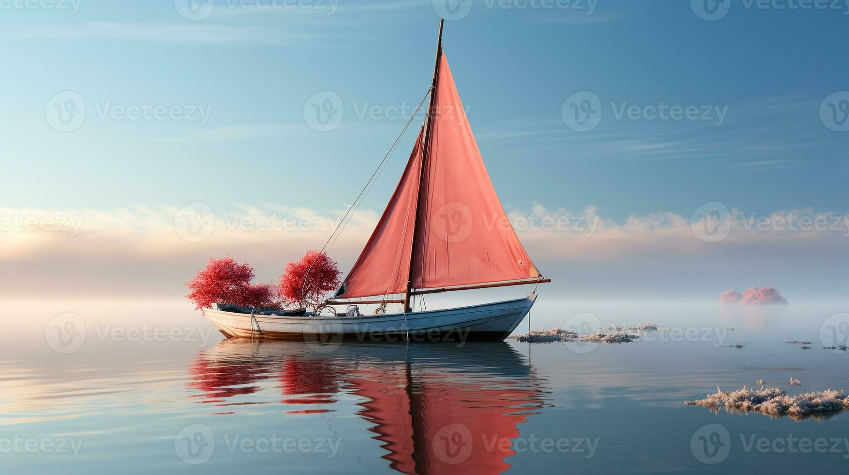 AI generated 3d realistic sailboat photo