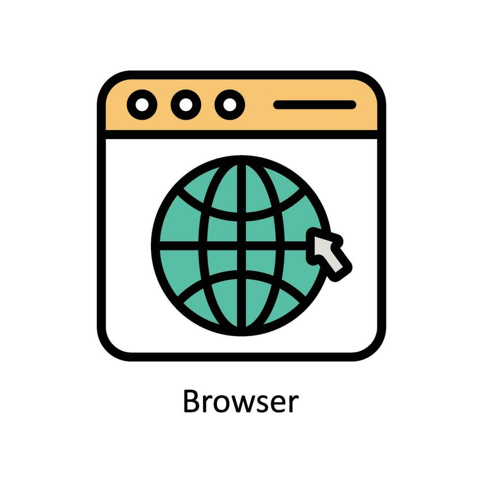 Browser vector Filled outline Icon Design illustration. Business And Management Symbol on White background EPS 10 File