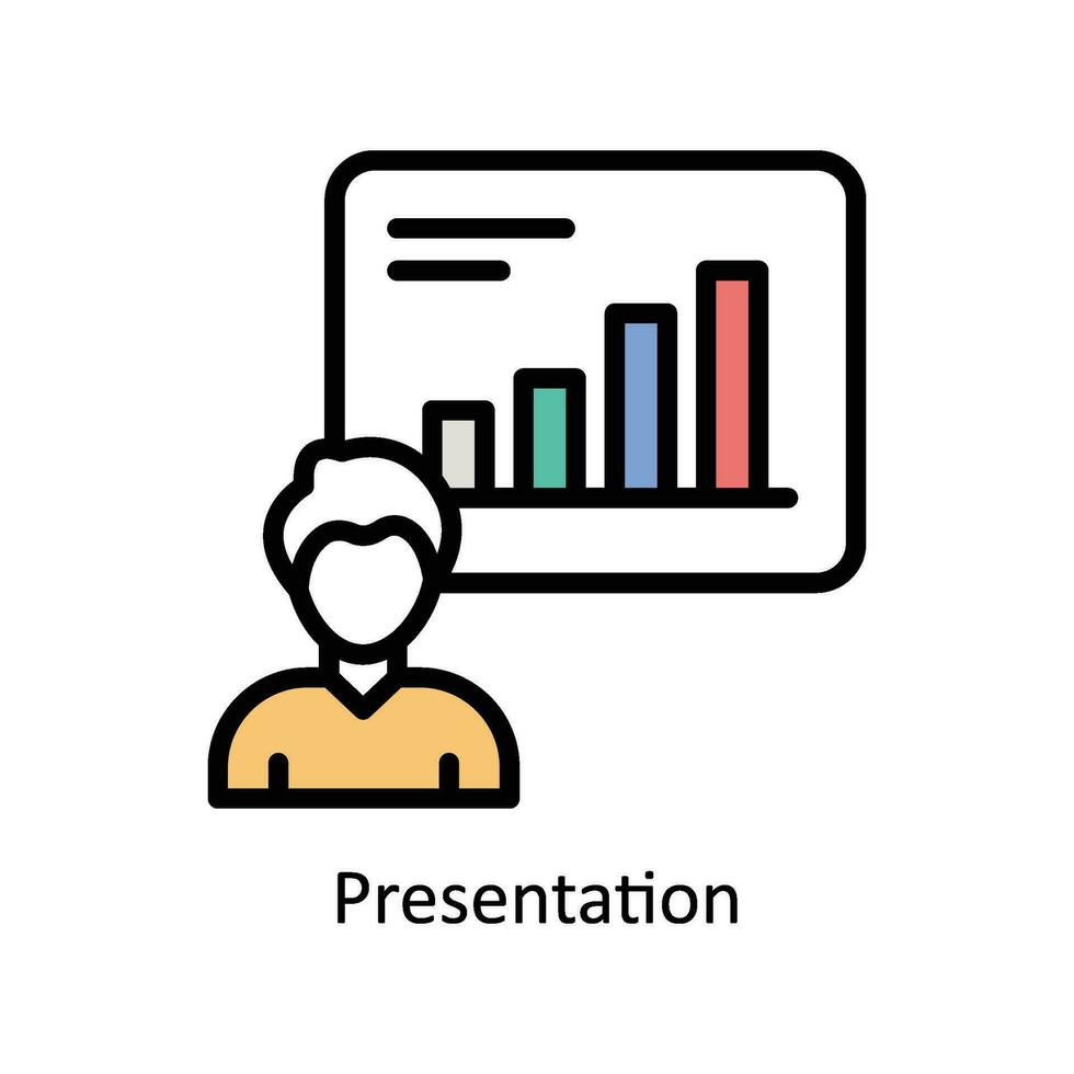 Presentation vector Filled outline Icon Design illustration. Business And Management Symbol on White background EPS 10 File