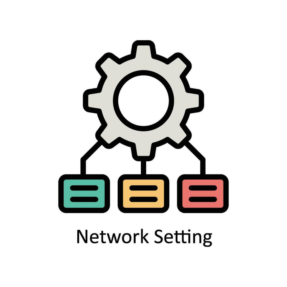 Network Setting vector Filled outline Icon Design illustration. Business And Management Symbol on White background EPS 10 File
