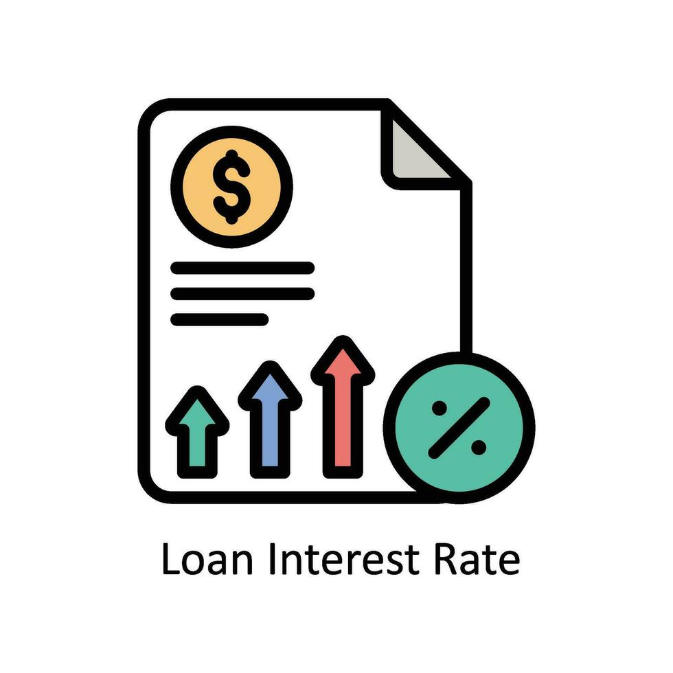 Loan Interest Rate vector Filled outline Icon Design illustration. Business And Management Symbol on White background EPS 10 File