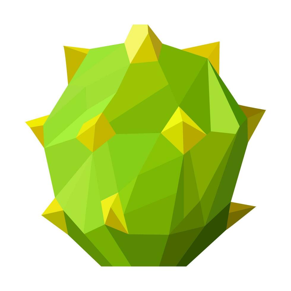 Polygonal green cactus. Minimalist low poly art style. vector