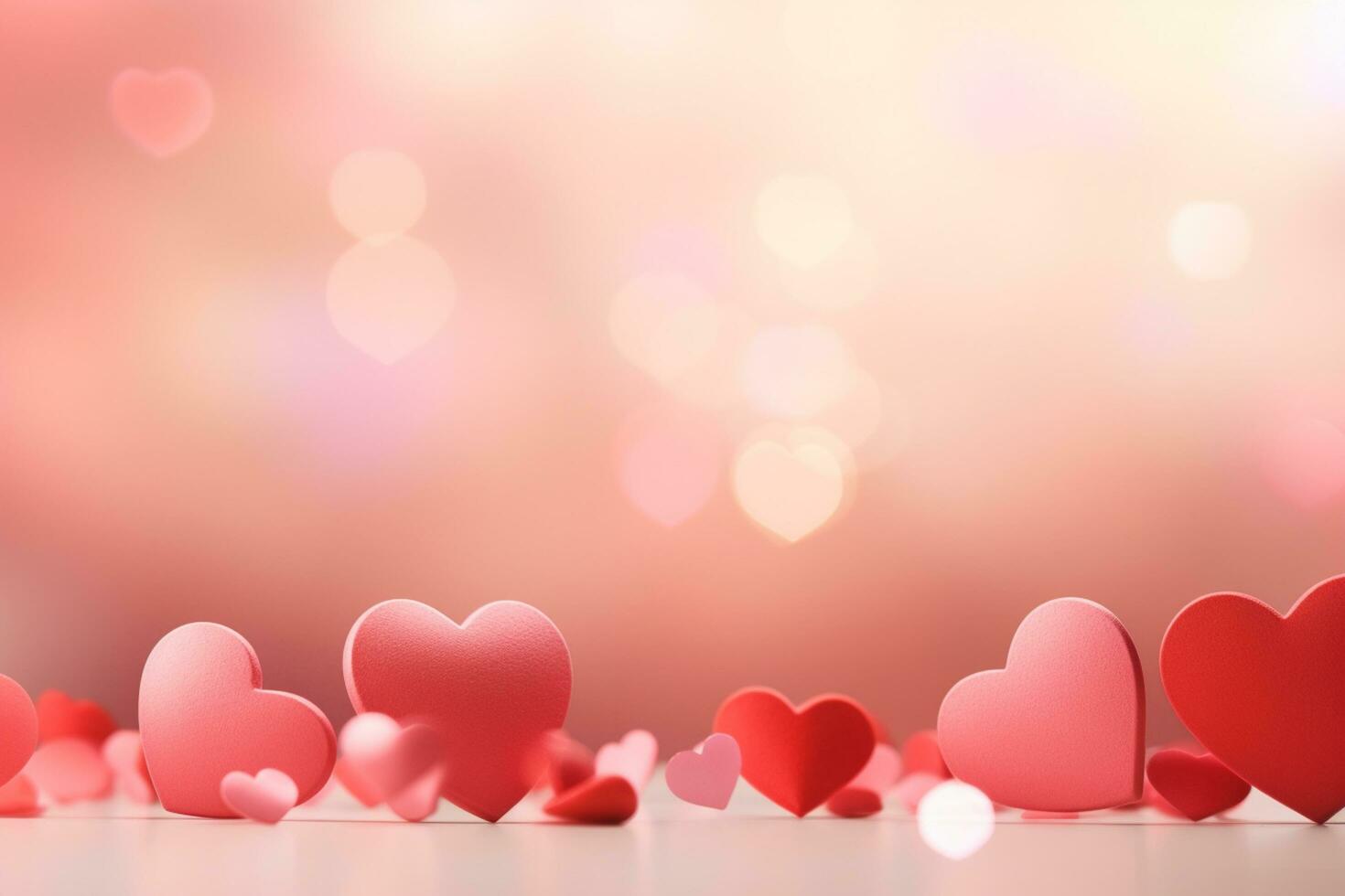 AI generated Valentine's day background with red hearts. 3D rendering Generative ai photo