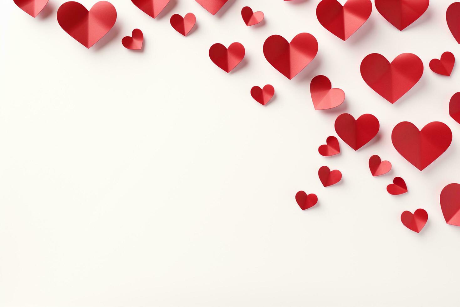 AI generated Valentine's day background with red hearts. 3D rendering Generative ai photo
