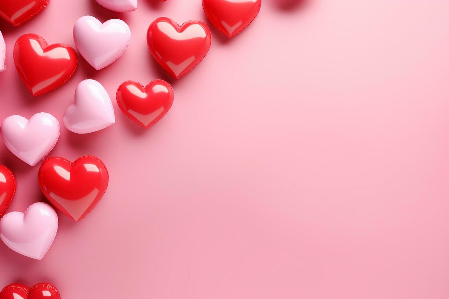 AI generated Valentine's day background with red hearts. 3D rendering Generative ai photo