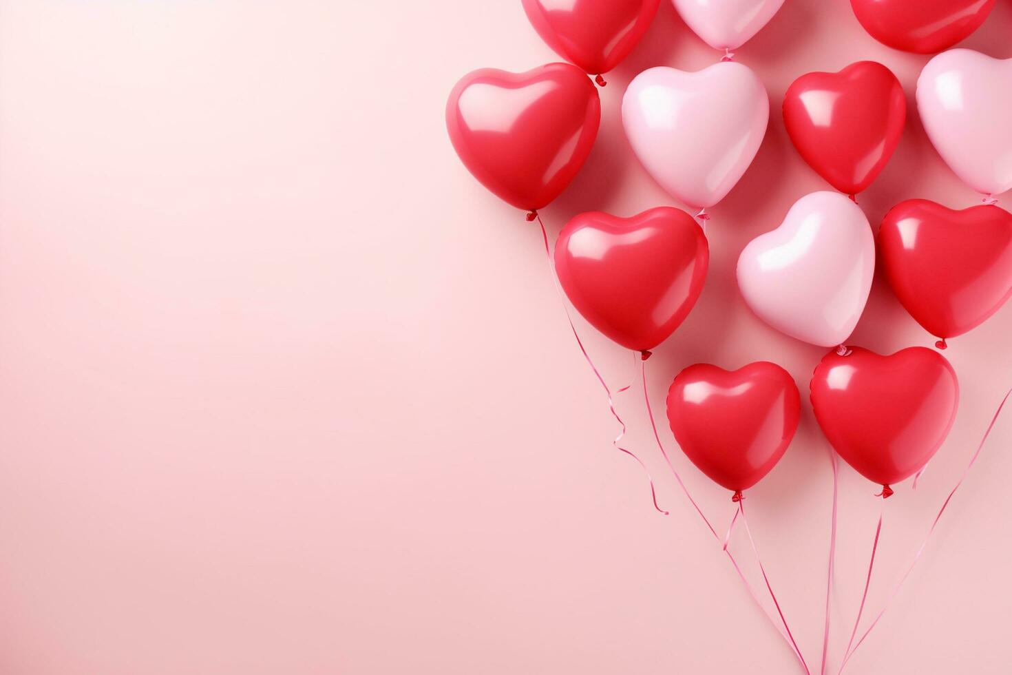 AI generated Valentine's day background with red hearts. 3D rendering Generative ai photo