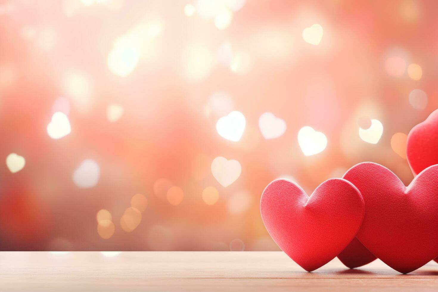 AI generated Valentine's day background with red hearts. 3D rendering Generative ai photo