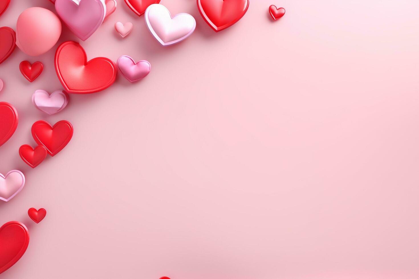 AI generated Valentine's day background with red hearts. 3D rendering Generative ai photo