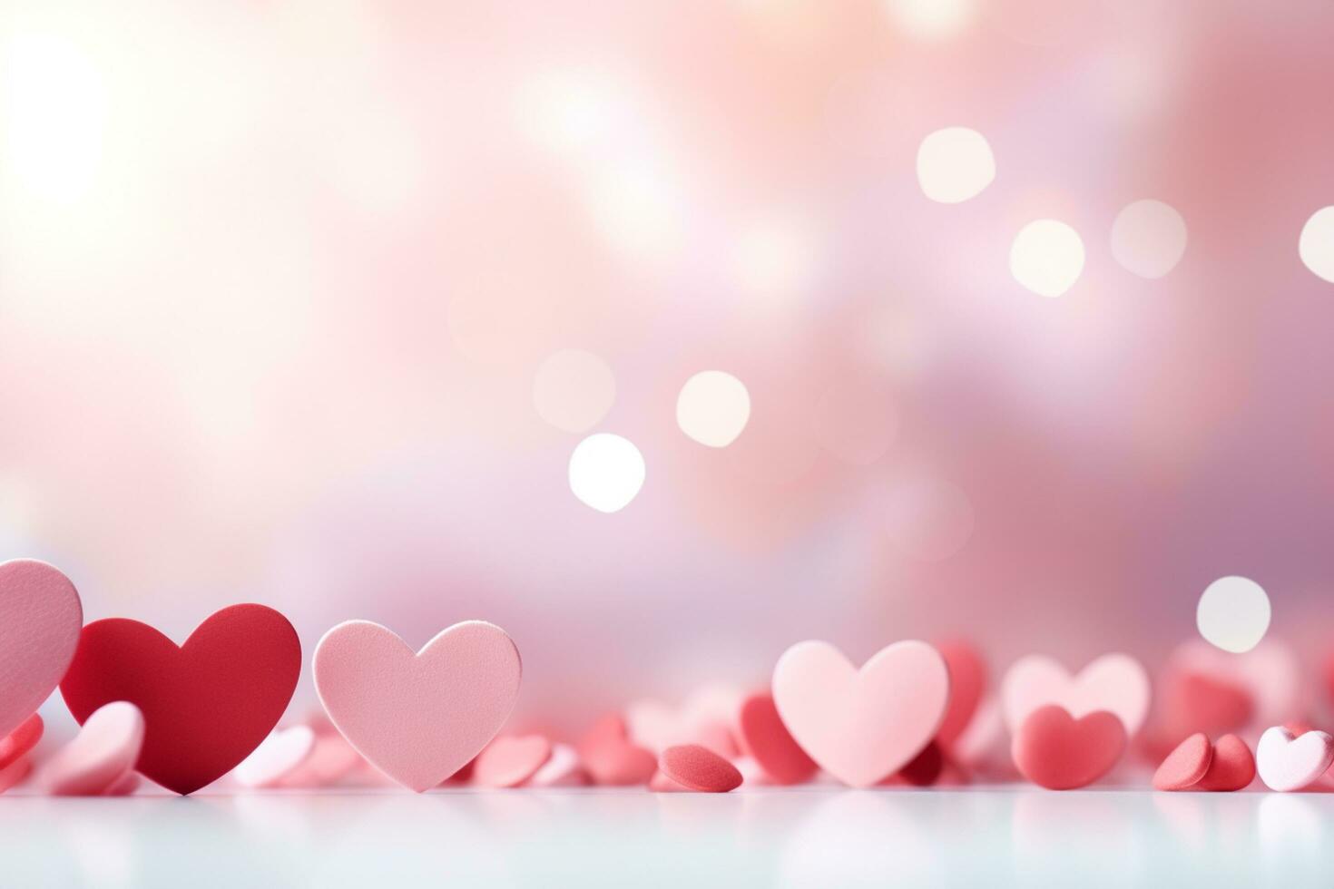 AI generated Valentine's day background with red hearts. 3D rendering Generative ai photo