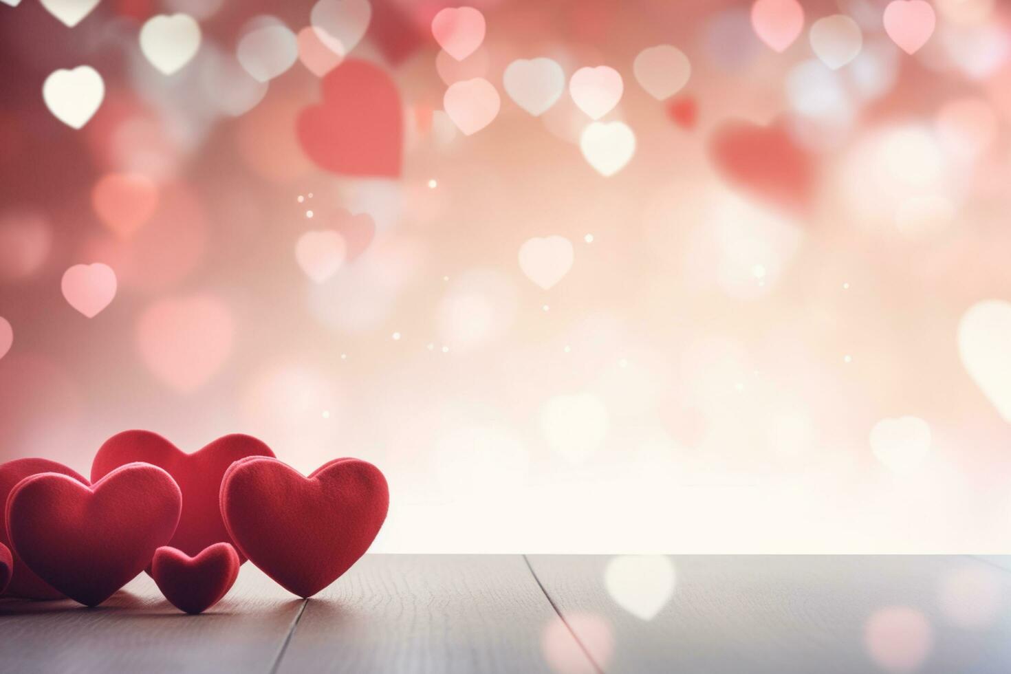 AI generated Valentine's day background with red hearts. 3D rendering Generative ai photo