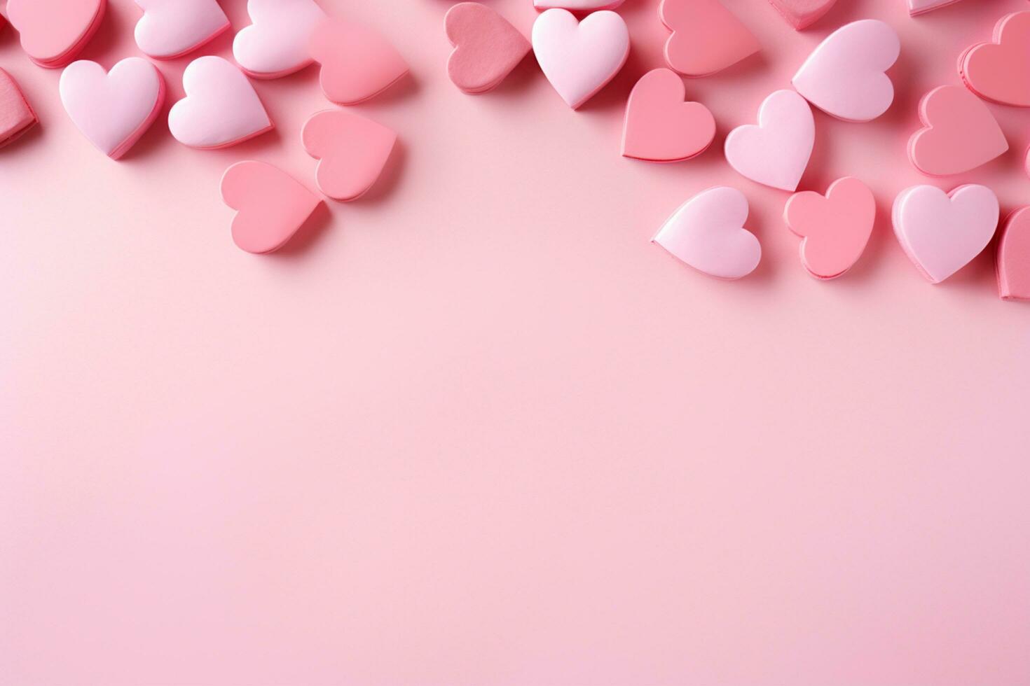 AI generated Valentine's day background with red hearts. 3D rendering Generative ai photo