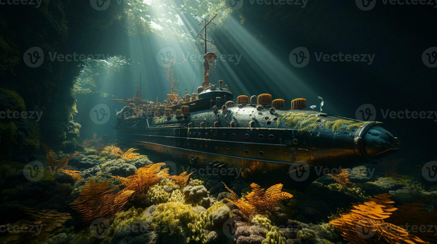 AI generated 3d realistic submarine photo