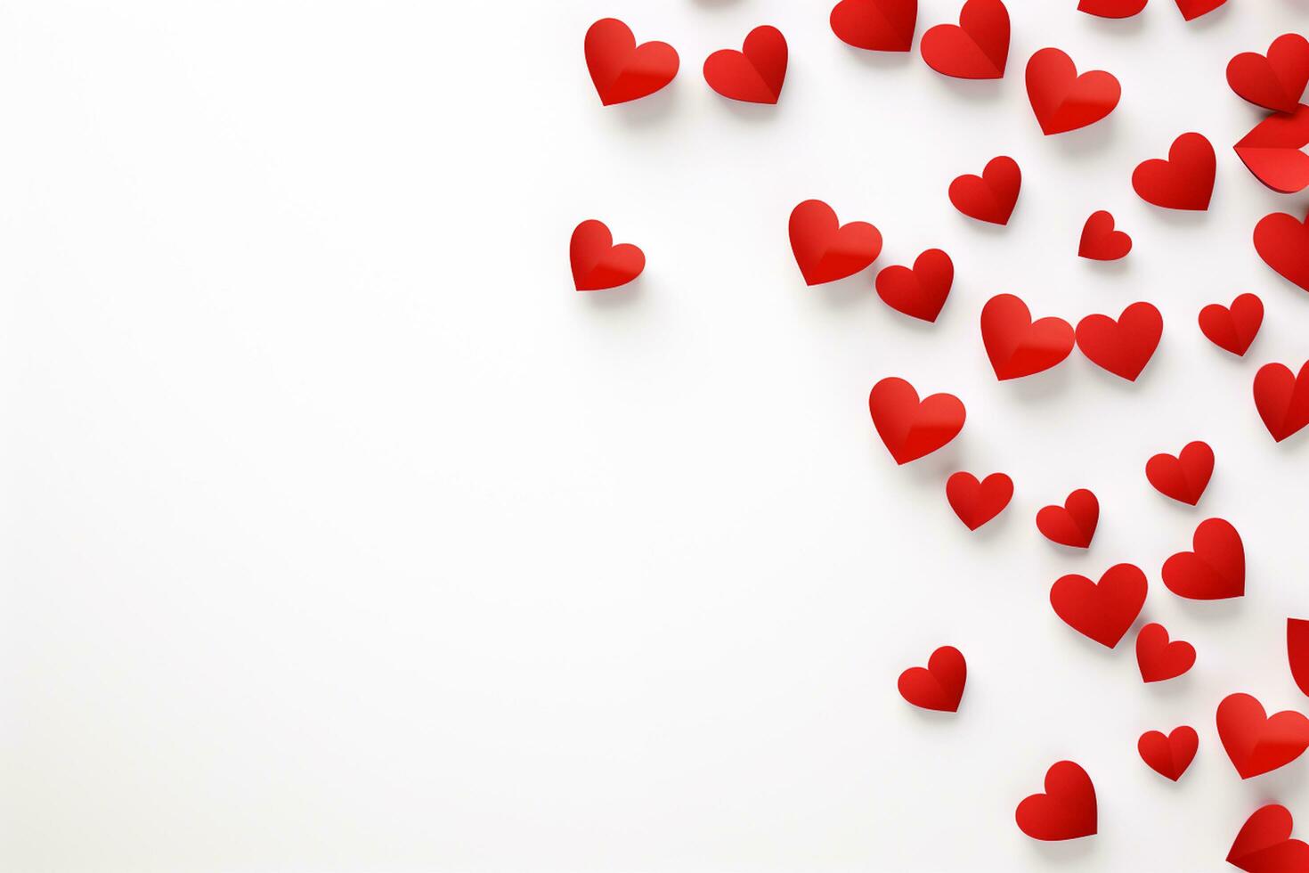 AI generated Valentine's day background with red hearts. 3D rendering Generative ai photo