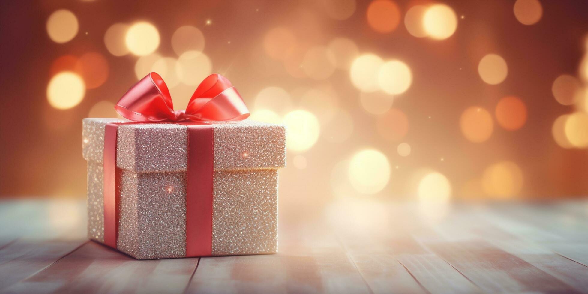 AI generated Gift box on bokeh background. Valentines day concept Valentine's day Generative ai photo