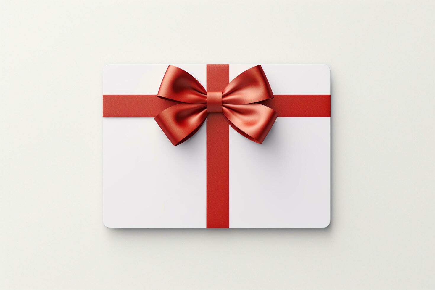 AI generated Gift card with red bow on white background. Vector illustration. Valentine's day Generative ai photo