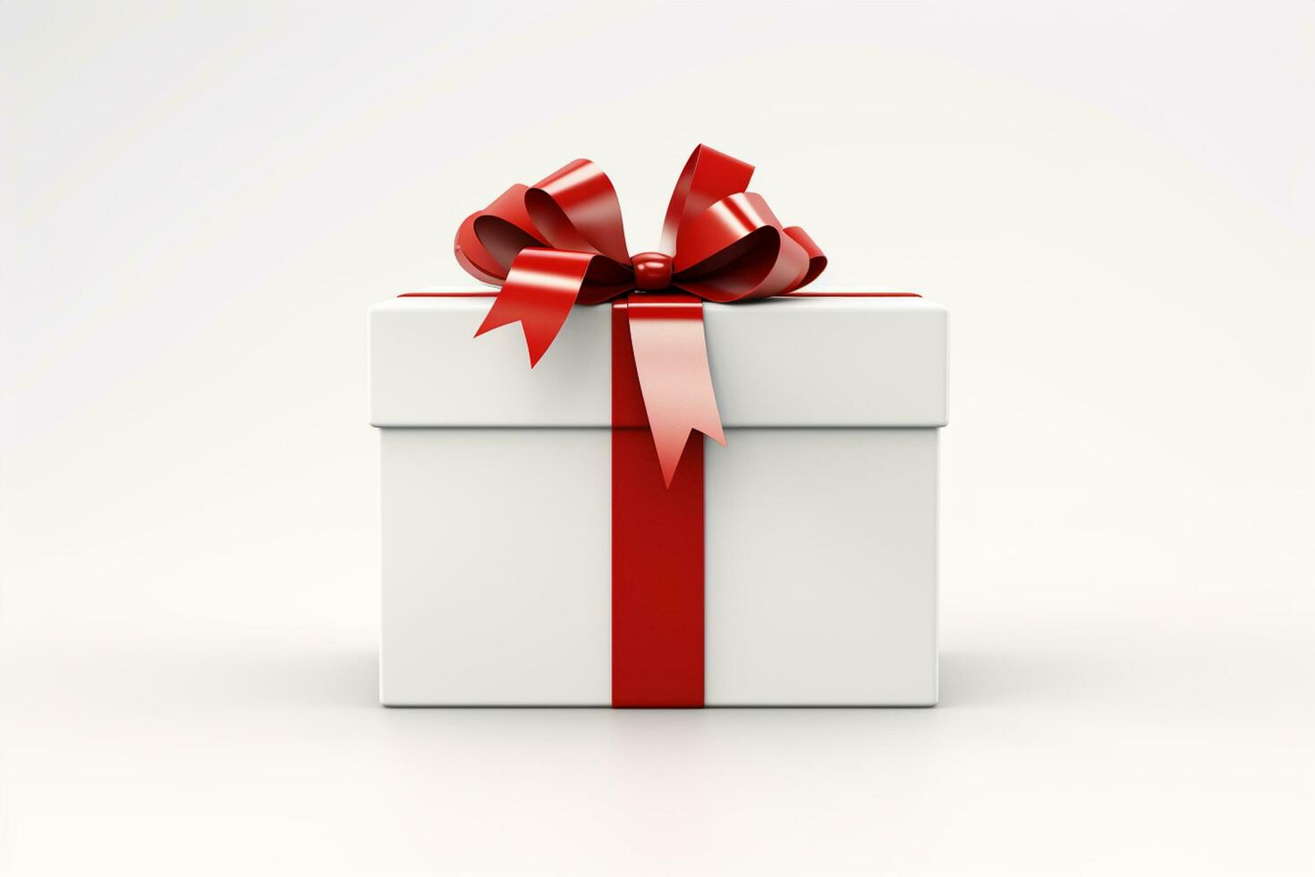 AI generated Gift box with red bow on white background. 3D rendering. Happy women, Mother, 8 March, Valentine's day Generative ai photo