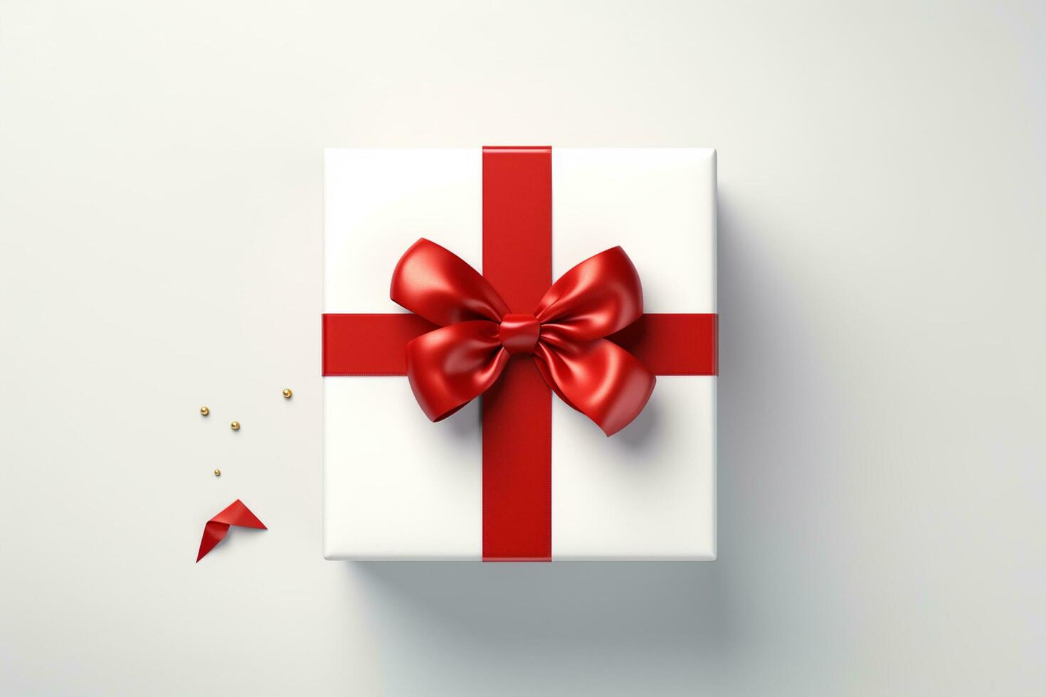 AI generated Gift box with red bow on white background. 3D rendering. Happy women, Mother, 8 March, Valentine's day Generative ai photo