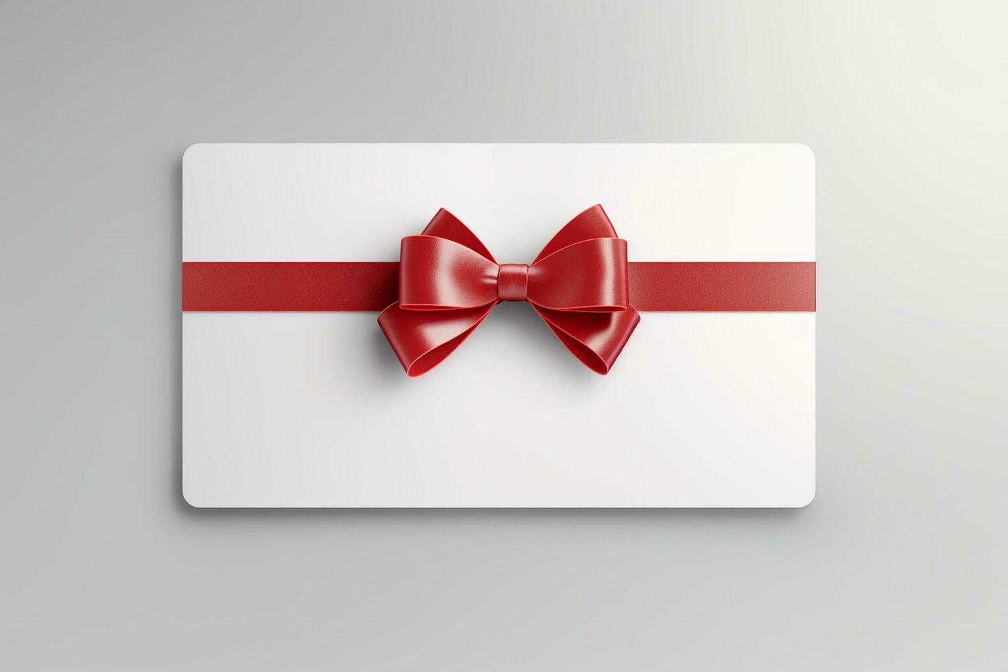 ai generado regalo tarjeta con rojo arco en blanco antecedentes. vector ilustración. San Valentín día generativo ai foto