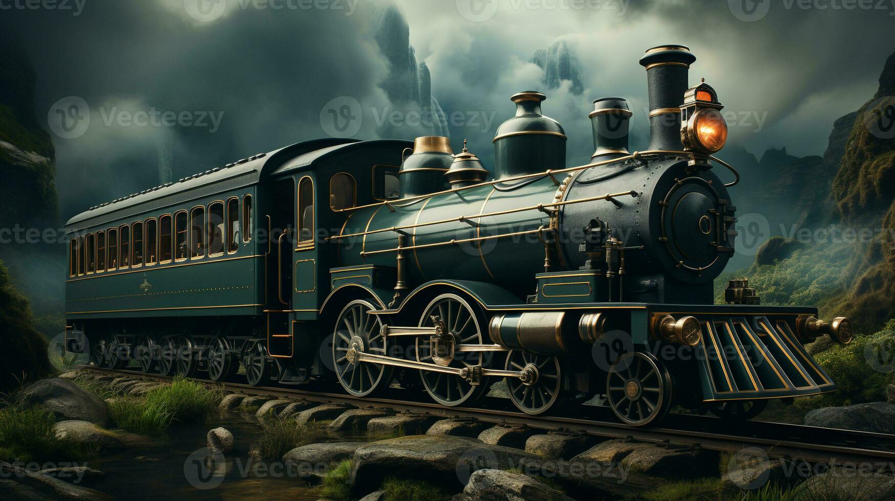 AI generated 3d realistic trains photo