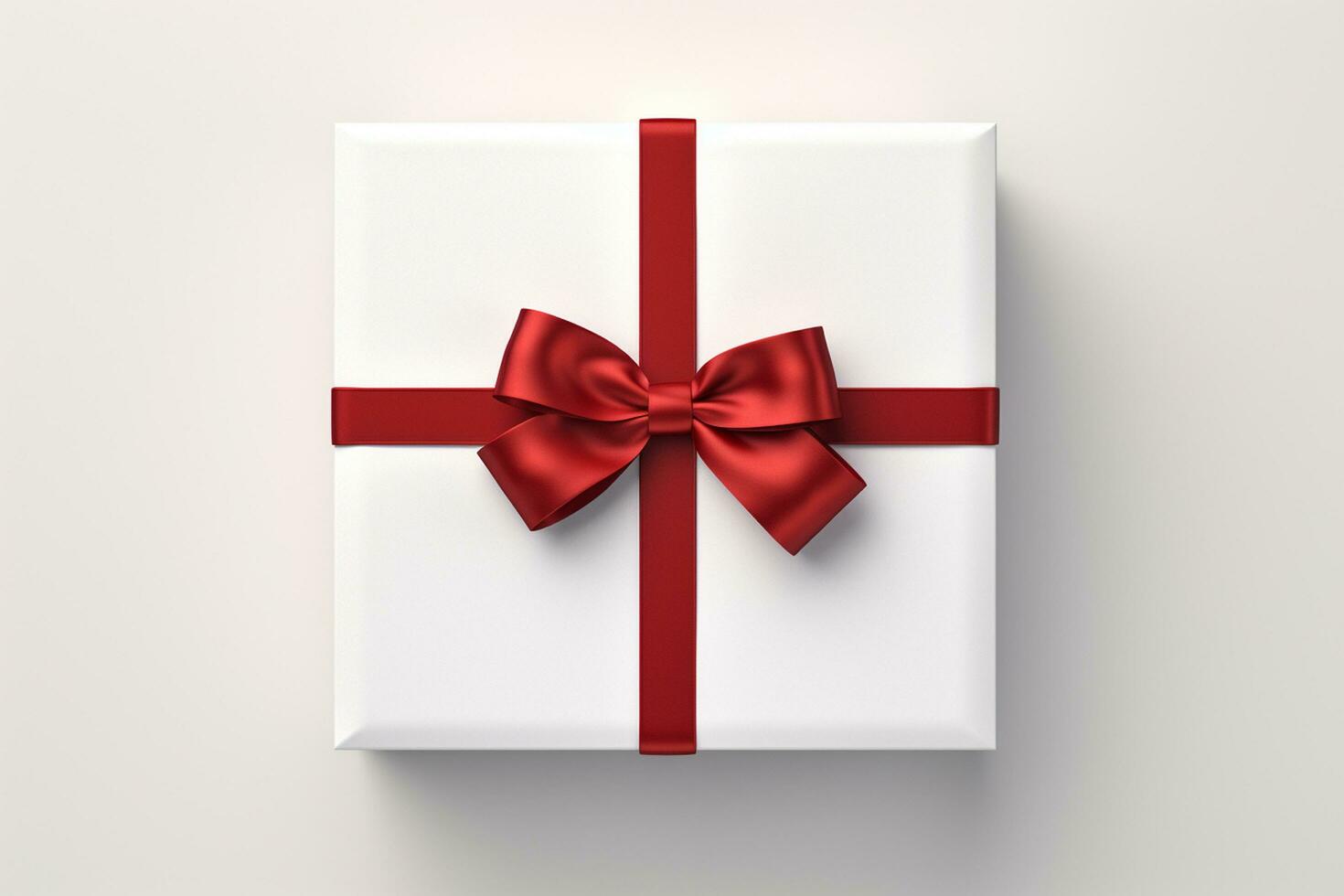 AI generated Gift box with red bow on white background. 3D rendering. Happy women, Mother, 8 March, Valentine's day Generative ai photo