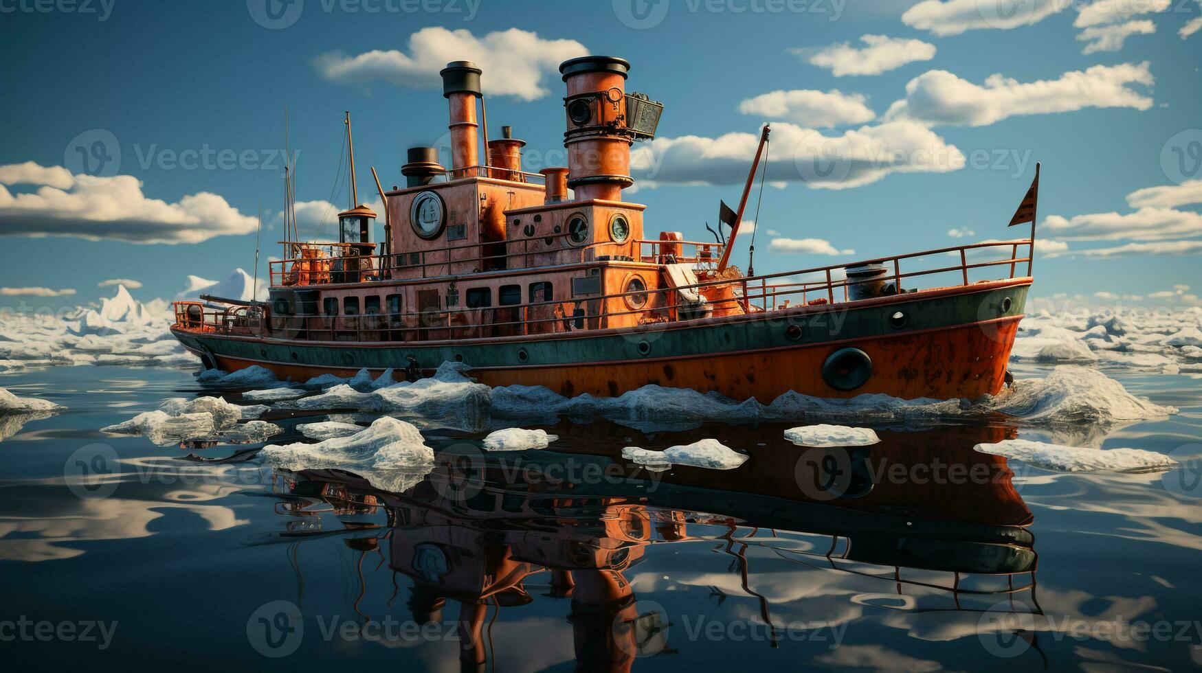 AI generated 3d realistic tugboa photo