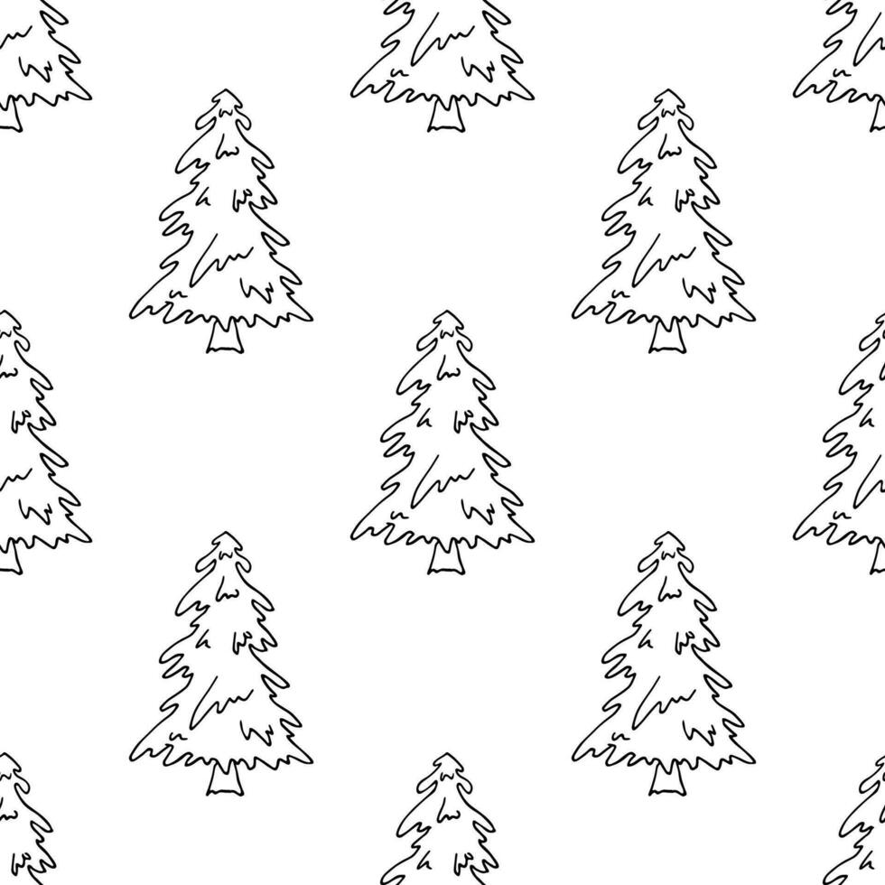 Seamless pattern with geometric minimal scandinavian Christmas tree doodle for decorative print, wrapping paper, greeting cards and fabric vector