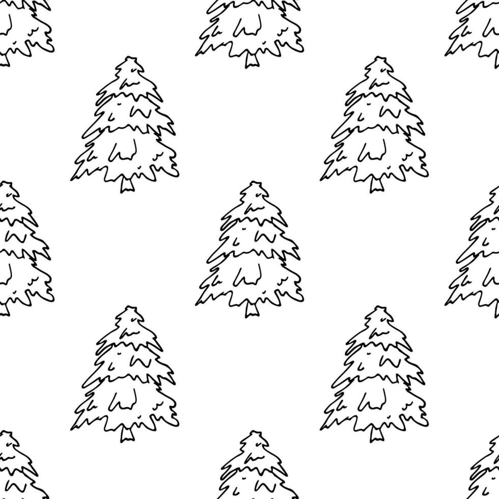 Seamless pattern with geometric minimal scandinavian Christmas tree doodle for decorative print, wrapping paper, greeting cards and fabric vector